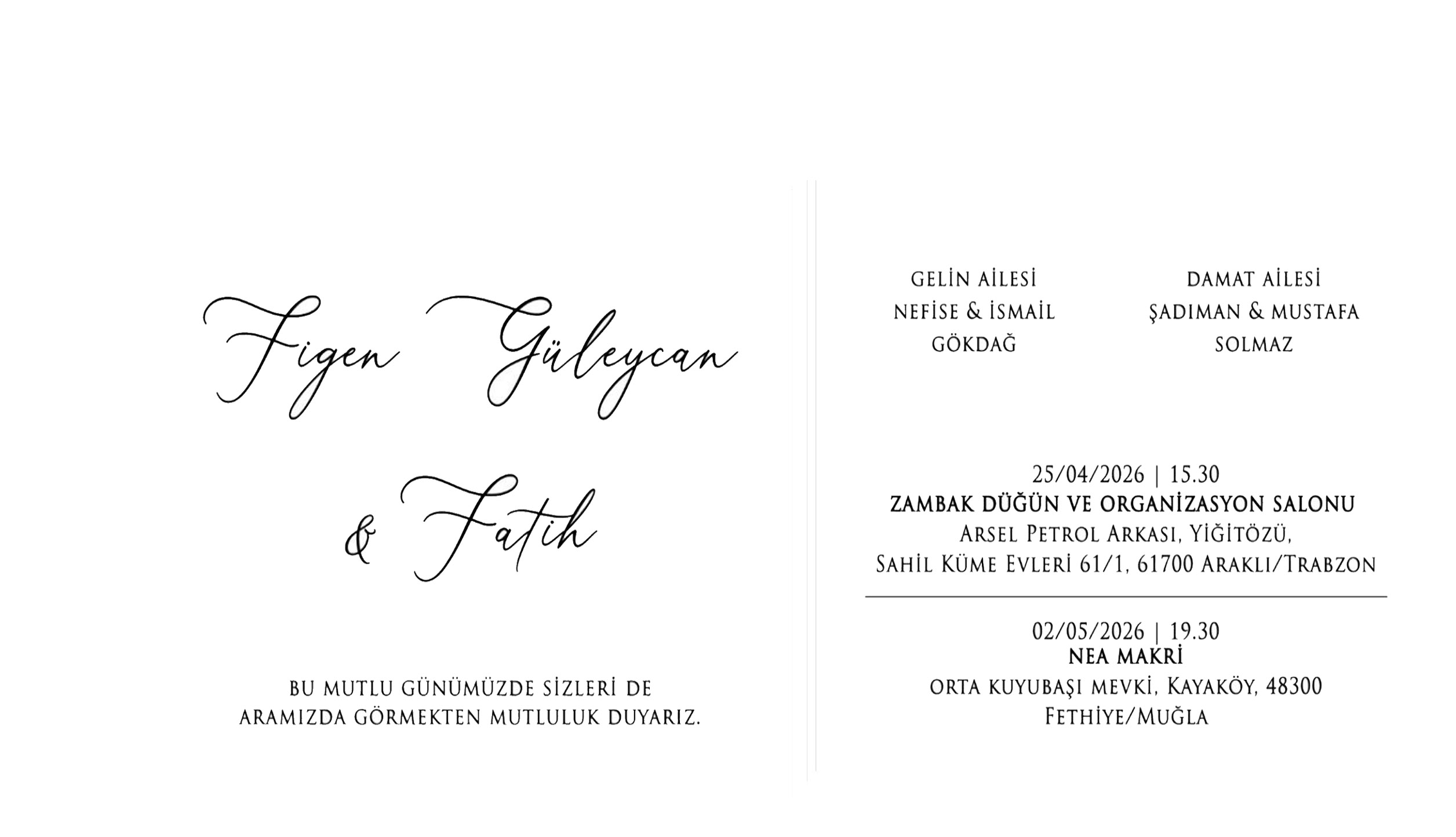 Figen Güleycan & Fatih Düğünümüze Davetlisiniz